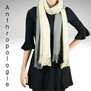 Anthropologie Scarf  Donni Color Block Scarf Grey Black Cream Tassel